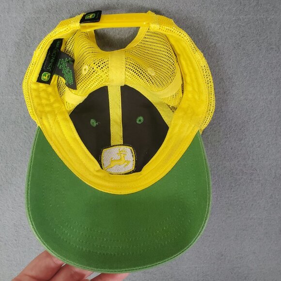 JOHN DEERE Kids Trucker Hat Baseball‎ Adjustable Green Yellow Mesh Cotton - Picture 3 of 9